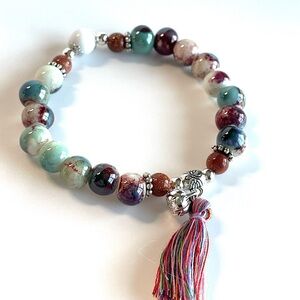 Elegant Multicolor Beaded Bracelet with Tassel